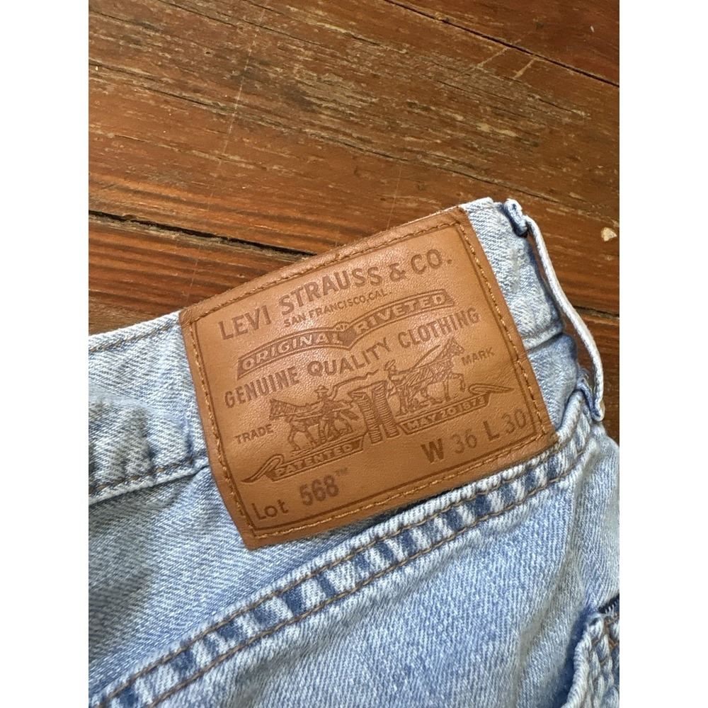 Levis Jeans Mens 36x30 Blue 568 Big E Premium Denim Pants Loose Baggy - Picture 6 of 6